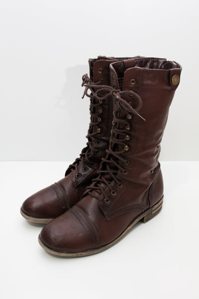 Dark brown army boots