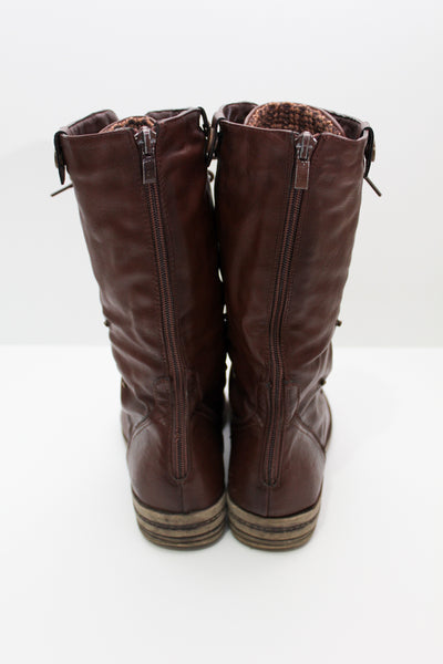 Dark brown army boots