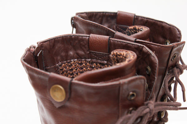 Dark brown army boots