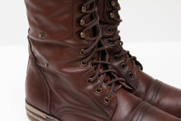 Dark brown army boots