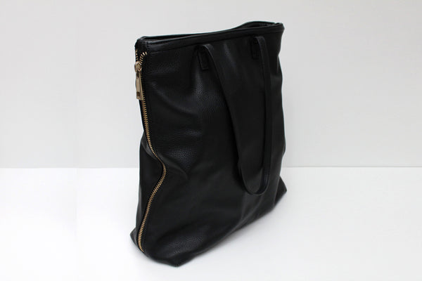Tall black faux leather bag