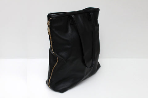 Tall black faux leather bag