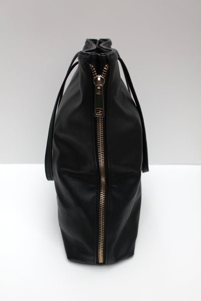 Tall black faux leather bag