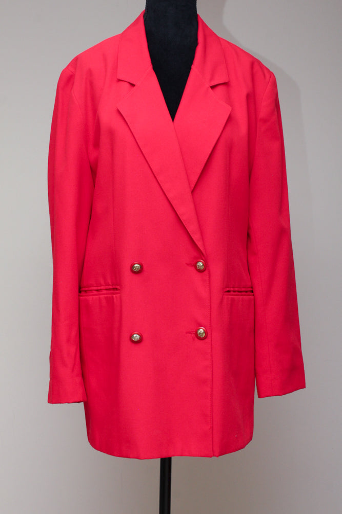Red double breasted long blazer