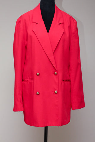 Red double breasted long blazer