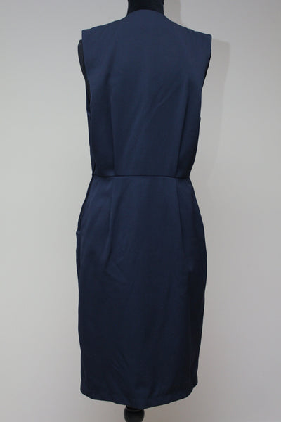 Gold button navy dress