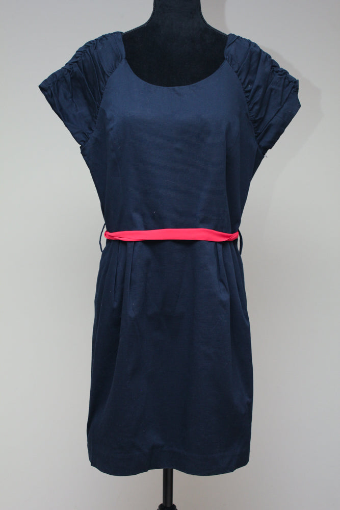 Navy pinched sleeve dress