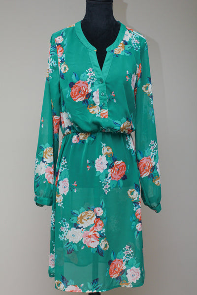 Green floral dress