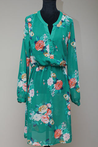 Green floral dress