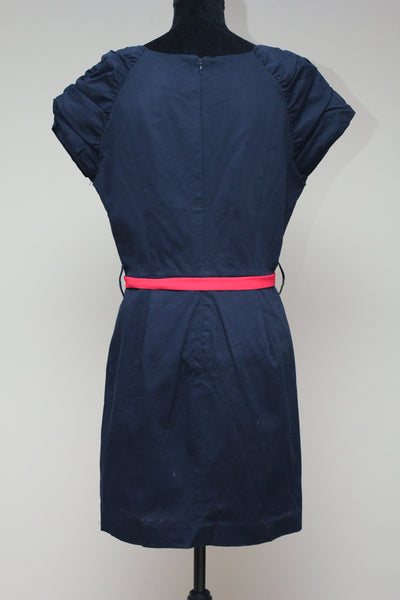 Navy pinched sleeve dress