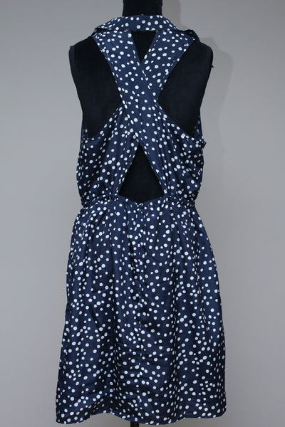 Polka dotted navy dress