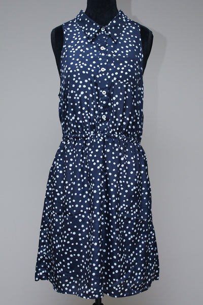 Polka dotted navy dress