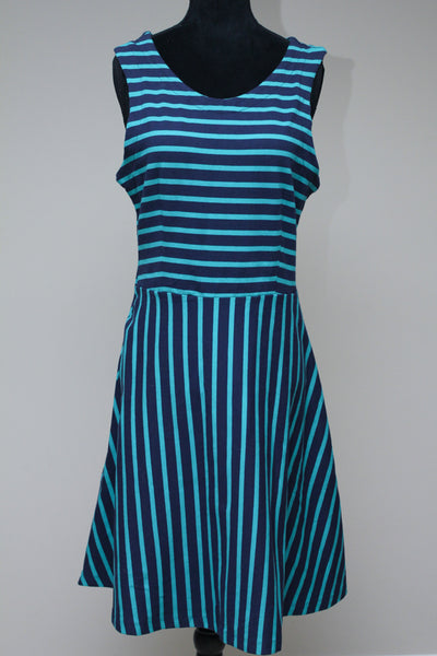 Navy teal striped dress