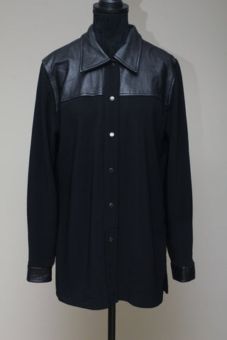 Leathered shoulder top